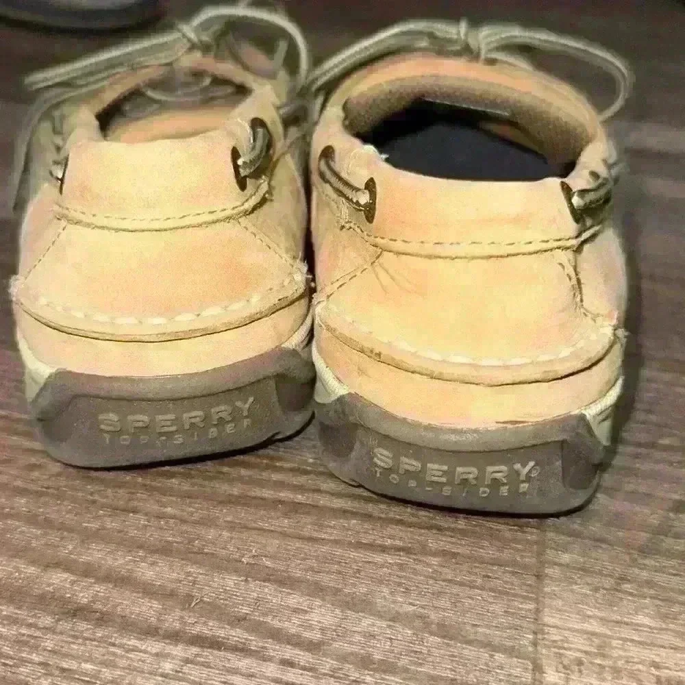Sperry Top-Sider Sneakers Size:5.5 Big Kid Leather Lanyard Boat Shoe in Tan&Navy